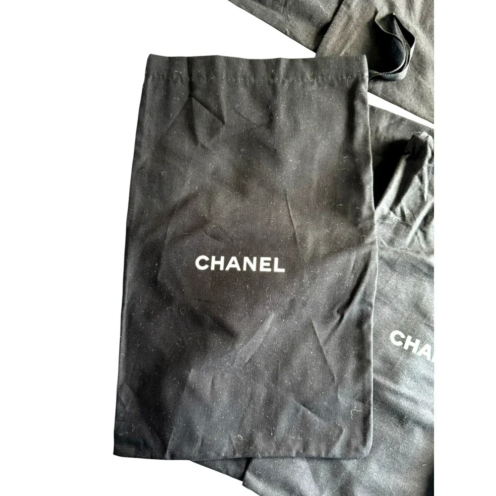 10 CHANEL dust bags shoe sizes black with white logo 100% authentic excellent